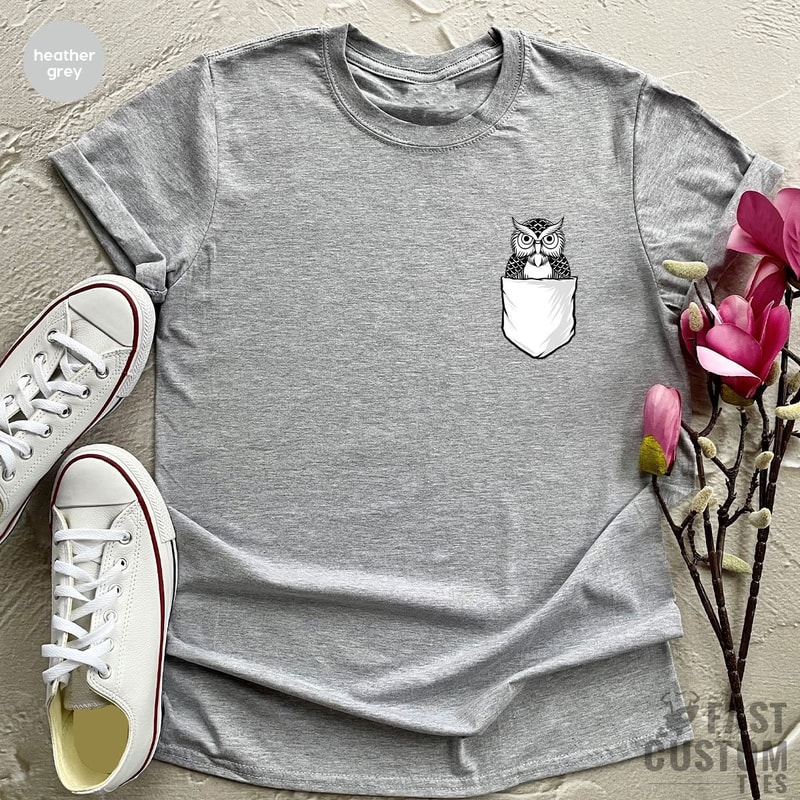 Owl Pocket Shirt, Owl Lover Gift, Cute Owl Kids Shirt, Owl Toddler Shirt, Animal Lover Shirt, Owl Birthday Gift, Women's Owl Shirt - 3.jpg