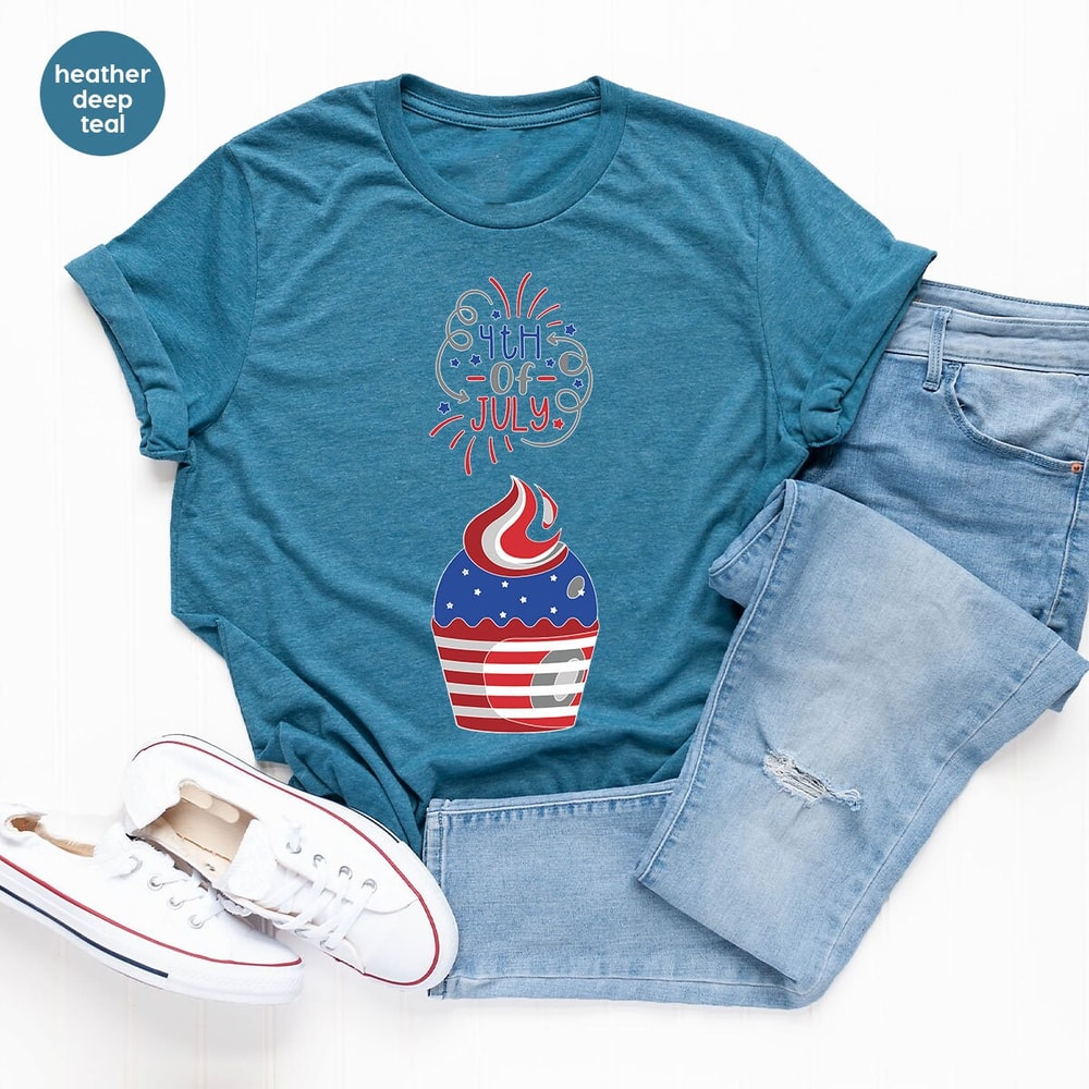 Patriotic TShirt, Cute Cupcake Graphic Tees, July 4th Gifts, Independence Day, Liberty Outfit, American Flag Toddler T-Shirt, Gifts for Kids - 5.jpg