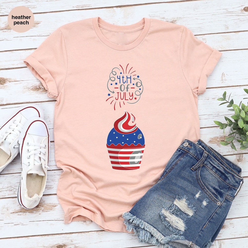Patriotic TShirt, Cute Cupcake Graphic Tees, July 4th Gifts, Independence Day, Liberty Outfit, American Flag Toddler T-Shirt, Gifts for Kids - 6.jpg