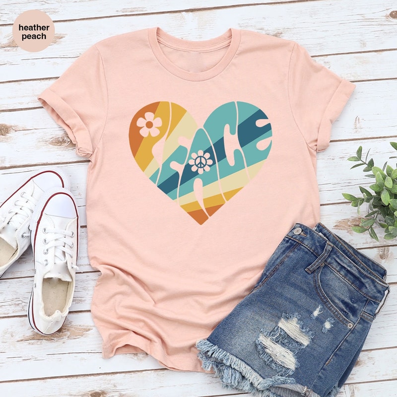 Peace Shirt, Vintage T Shirt, Retro Graphic Tees, Groovy Crewneck Sweatshirt, Minimalist Shirt, Aesthetic Peace Shirt, Boho Shirts For Women - 3.jpg
