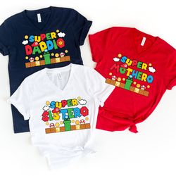 custom super mario birthday shirt, super mario family t-shirts, custom birthday shirt