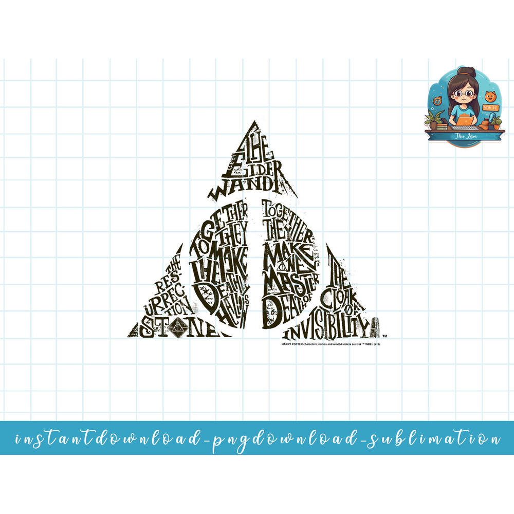 Harry Potter Deathly Hallows Symbol Text Fill png, sublimate, digital download.jpg