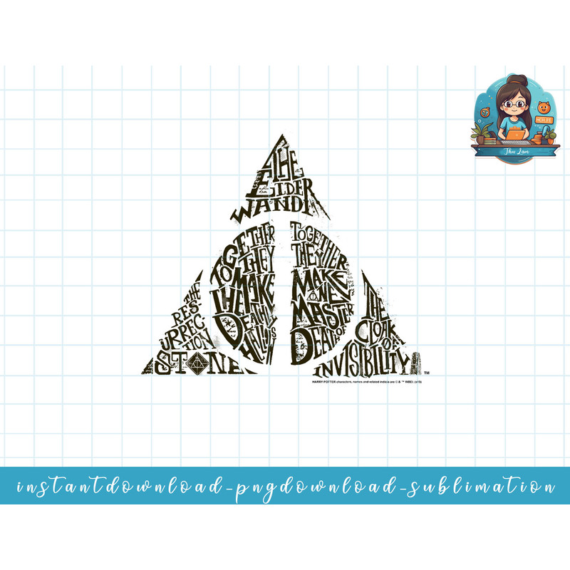 Harry Potter Deathly Hallows Symbol Text Fill png, sublimate, digital download.jpg