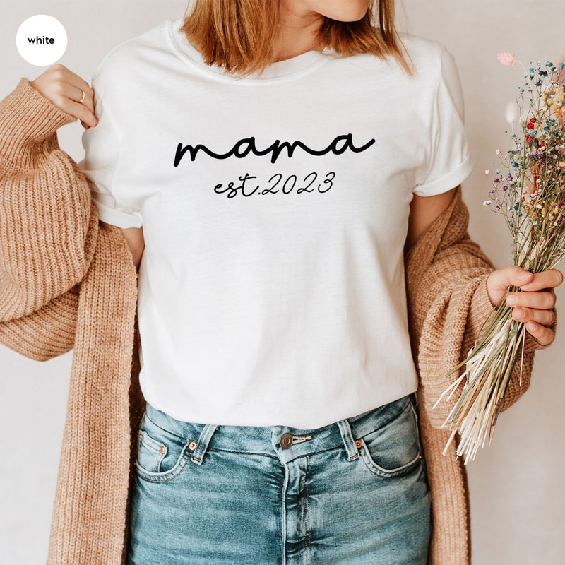 Personalized Mama Shirt, Custom Mom Gifts, First Mothers Day Gift, Customizable Mommy Outfit, Mothers Day Shirt, New Mom Gift, Baby Reveal - 4.jpg