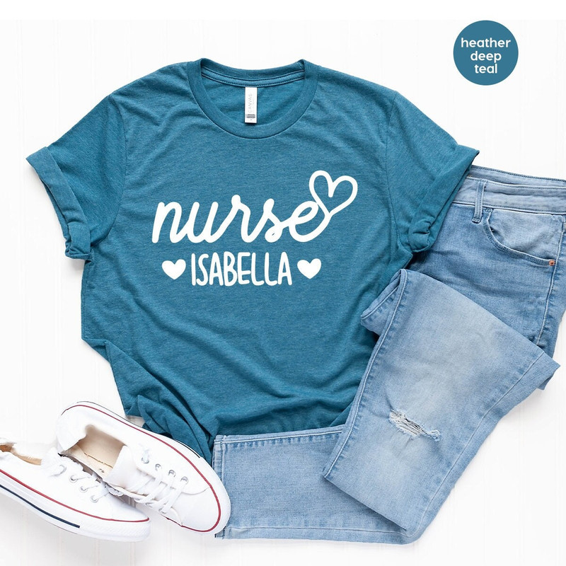 Personalized Nurse Shirt, Custom Nurse Shirt, Nurse T Shirt, Nursing School Shirts, Nurse Gift, Cute Nurse Tee, Nurse Heart T Shirt - 1.jpg