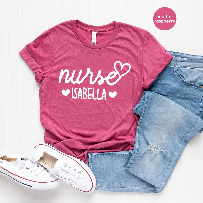 Personalized Nurse Shirt, Custom Nurse Shirt, Nurse T Shirt, Nursing School Shirts, Nurse Gift, Cute Nurse Tee, Nurse Heart T Shirt - 6.jpg