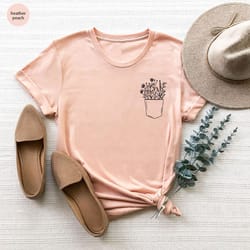 pocket flower shirt, pocket tee, plant shirt, botanical shirt, pocket shirts for her, gardening shirt, aesthetic shirt,