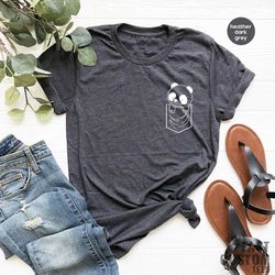 pocket panda shirt, cute panda shirt, panda lover t-shirt, animal lover shirt, panda birthday gift, carrying panda in po