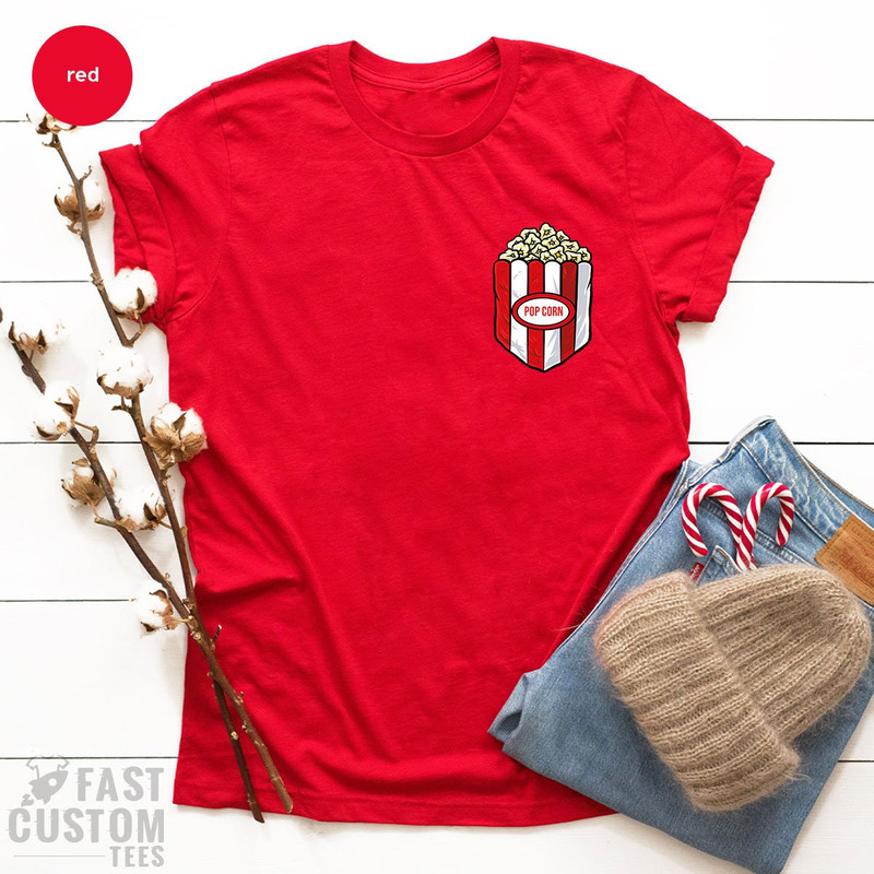 Popcorn Pocket Shirt, Popcorn Lover Gift, Cute Popcorn Kids Shirt, Popcorn Lover Shirt, Popcorn Birthday Gift, Women's Popcorn Shirt - 3.jpg