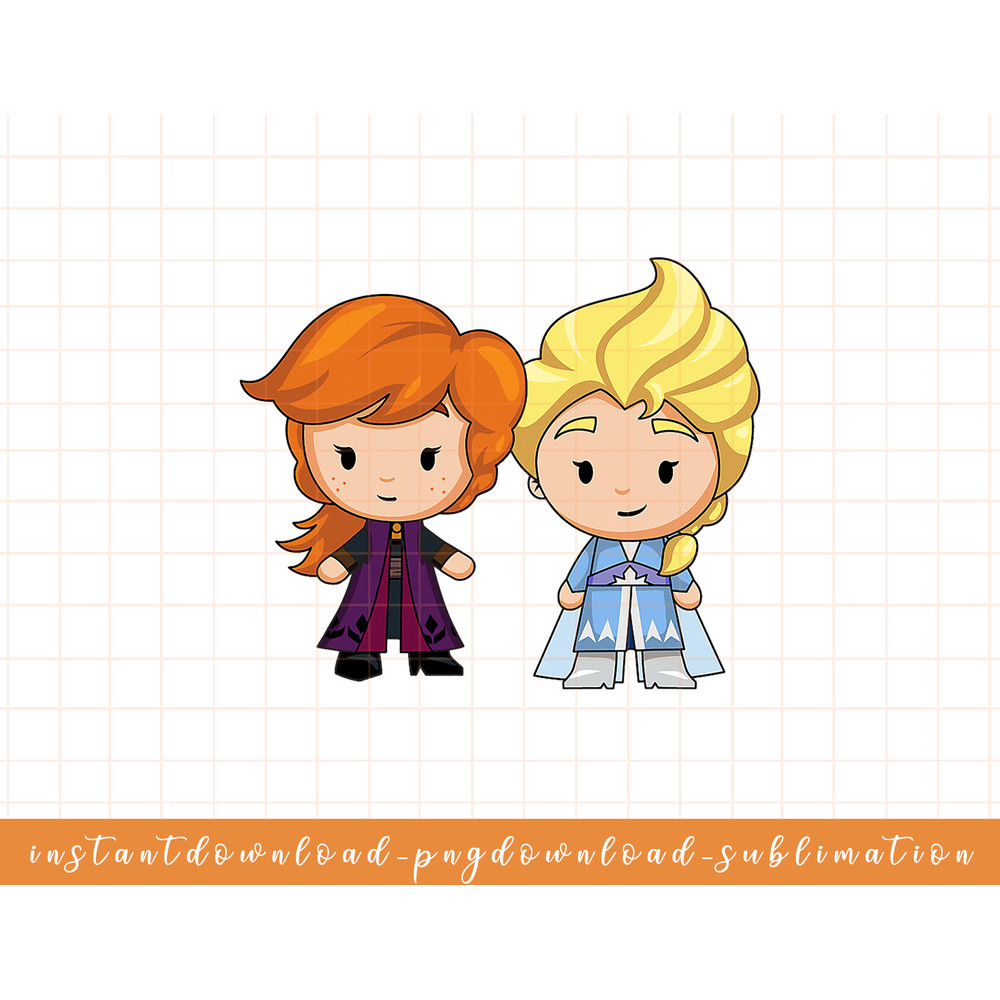 Disney Frozen 2 Elsa and Anna Chibi Art png, sublimate, digital download.jpg