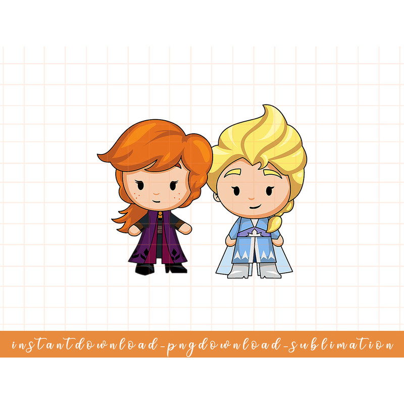 Disney Frozen 2 Elsa and Anna Chibi Art png, sublimate, digital download.jpg