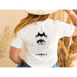 all seeing eye sweatshirt, sun and moon shirt, spiritual hoodie, witch t shirt, witchy tshirt, tarot eye t-shirt, celest