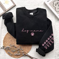 Custom Dog Mama Embroidered Sweatshirt and Hoodie, Personalised Mom Sweatshirt with children's names, New Mom Gift