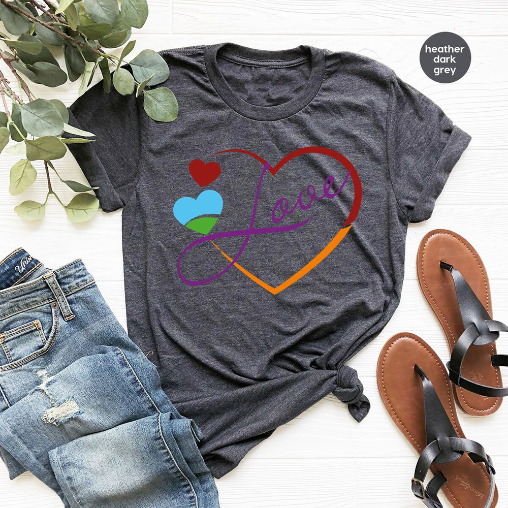 Pride Shirts, Lesbian Love T-Shirt, LGBTQ Awareness Outfit, Trans Pride TShirt, Womens Vneck T Shirts, Lesbian Gifts, Heart Graphic Tees - 2.jpg