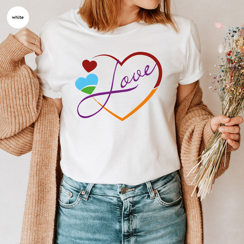 Pride Shirts, Lesbian Love T-Shirt, LGBTQ Awareness Outfit, Trans Pride TShirt, Womens Vneck T Shirts, Lesbian Gifts, Heart Graphic Tees - 4.jpg