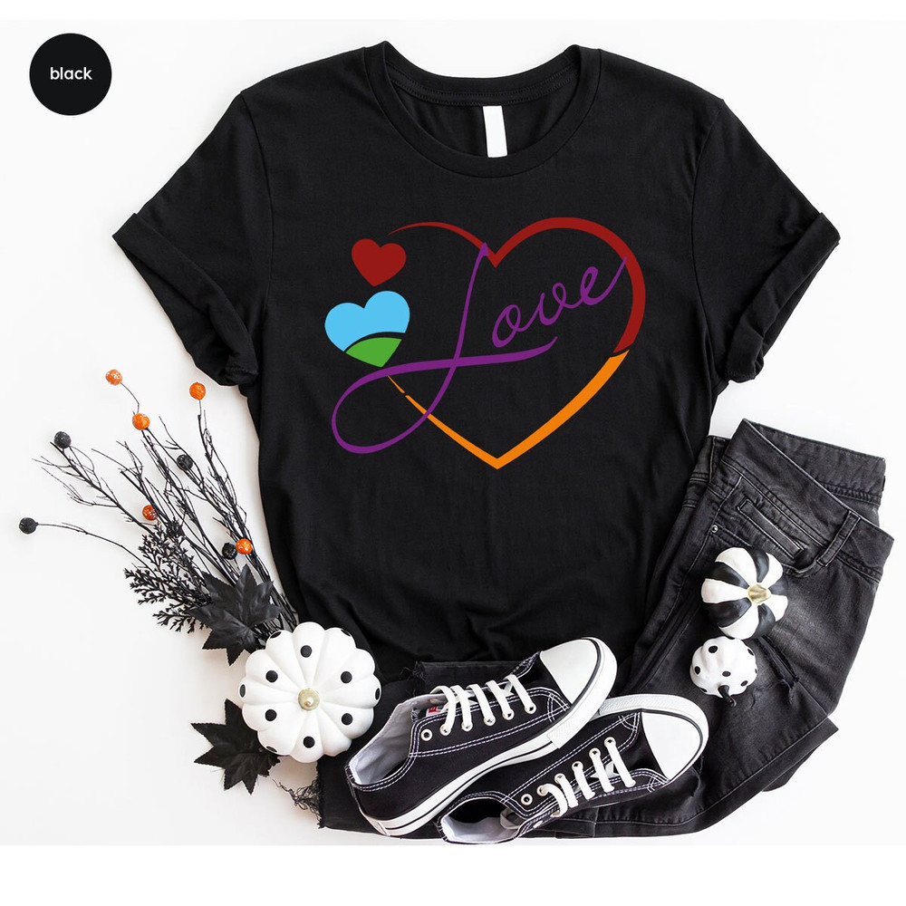 Pride Shirts, Lesbian Love T-Shirt, LGBTQ Awareness Outfit, Trans Pride TShirt, Womens Vneck T Shirts, Lesbian Gifts, Heart Graphic Tees - 5.jpg