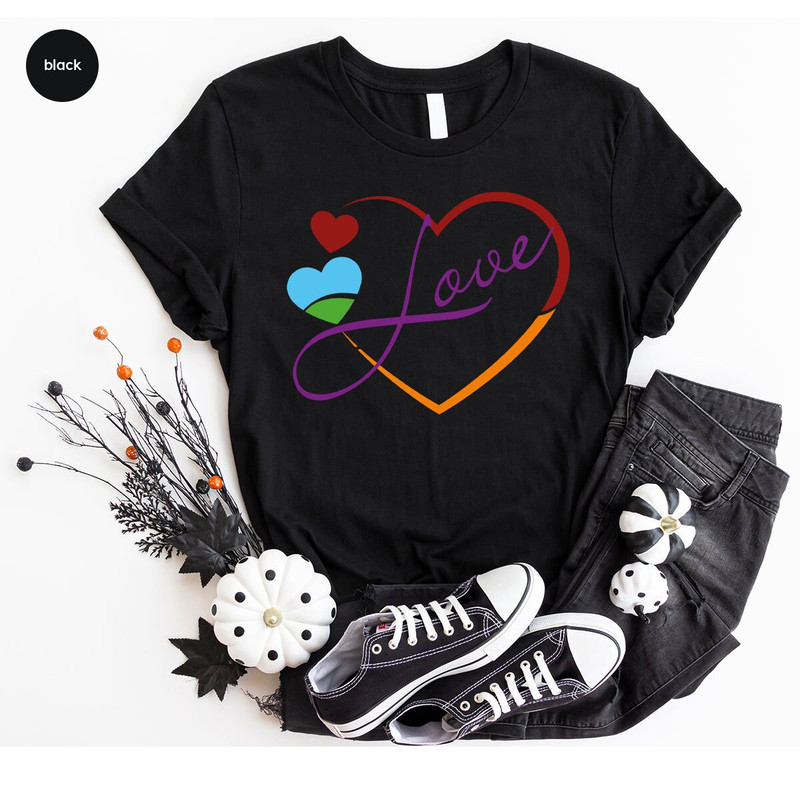 Pride Shirts, Lesbian Love T-Shirt, LGBTQ Awareness Outfit, Trans Pride TShirt, Womens Vneck T Shirts, Lesbian Gifts, Heart Graphic Tees - 5.jpg