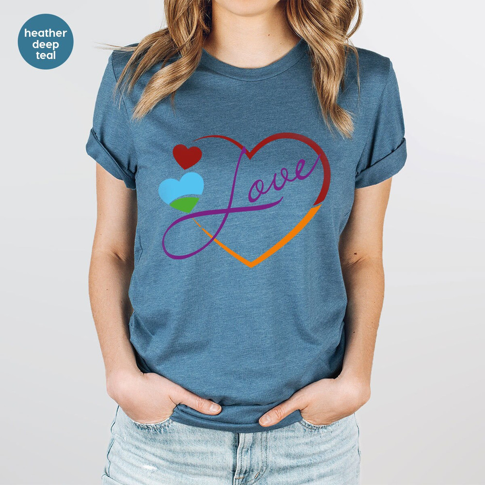 Pride Shirts, Lesbian Love T-Shirt, LGBTQ Awareness Outfit, Trans Pride TShirt, Womens Vneck T Shirts, Lesbian Gifts, Heart Graphic Tees - 7.jpg