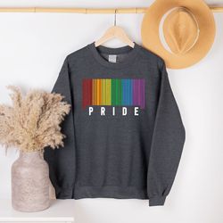 pride sweatshirt, bi pride hoodie, gay tshirt, lesbian shirt, lgbtq awareness tee, pride barcode long sleeve, queer tran