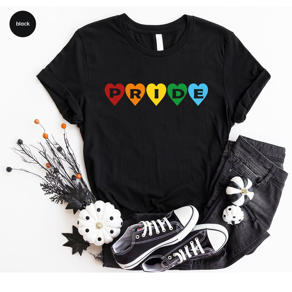 Pride Shirts, LGBTQ Awareness T Shirt, Lesbian Vneck TShirts, Bisexual Outfit, Trans Pride Gifts, Gay T-Shirts, Rainbow Heart Graphic Tees - 4.jpg