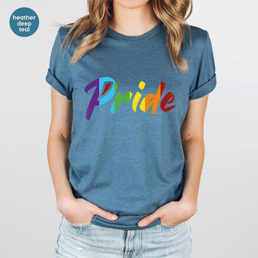 Pride T-Shirt, Pride Gifts, Rainbow Graphic Tees, Lesbian Gifts, Trans Pride Shirt, Gay Pride Outfit, LGBTQ Awareness, Womens Vneck Tshirts - 1.jpg