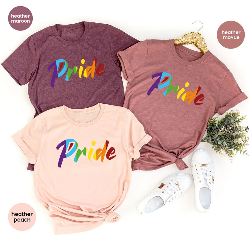 Pride T-Shirt, Pride Gifts, Rainbow Graphic Tees, Lesbian Gifts, Trans Pride Shirt, Gay Pride Outfit, LGBTQ Awareness, Womens Vneck Tshirts - 2.jpg