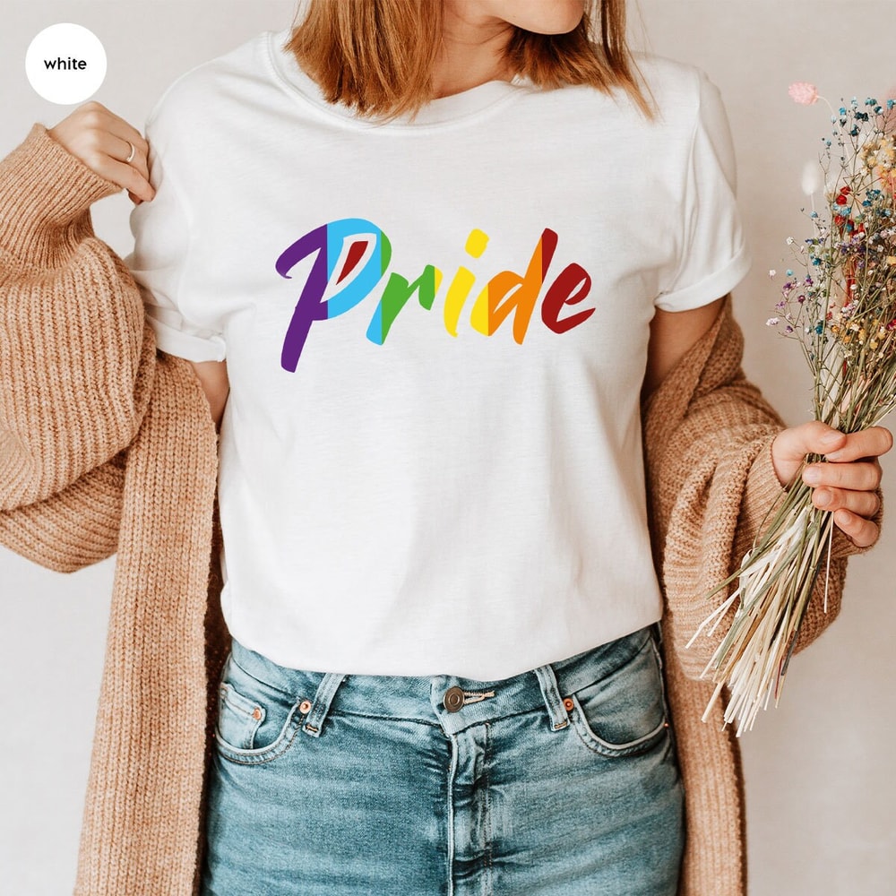 Pride T-Shirt, Pride Gifts, Rainbow Graphic Tees, Lesbian Gifts, Trans Pride Shirt, Gay Pride Outfit, LGBTQ Awareness, Womens Vneck Tshirts - 4.jpg
