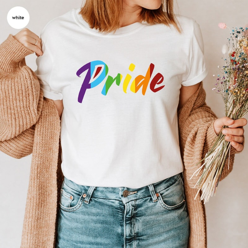 Pride T-Shirt, Pride Gifts, Rainbow Graphic Tees, Lesbian Gifts, Trans Pride Shirt, Gay Pride Outfit, LGBTQ Awareness, Womens Vneck Tshirts - 4.jpg