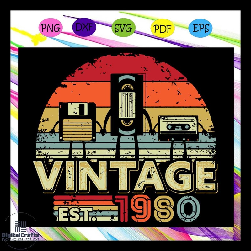 1980 Shirt Vintage Birthday Gift Funny Music Tech Humor TShirt For Silhouette Files For Cricut