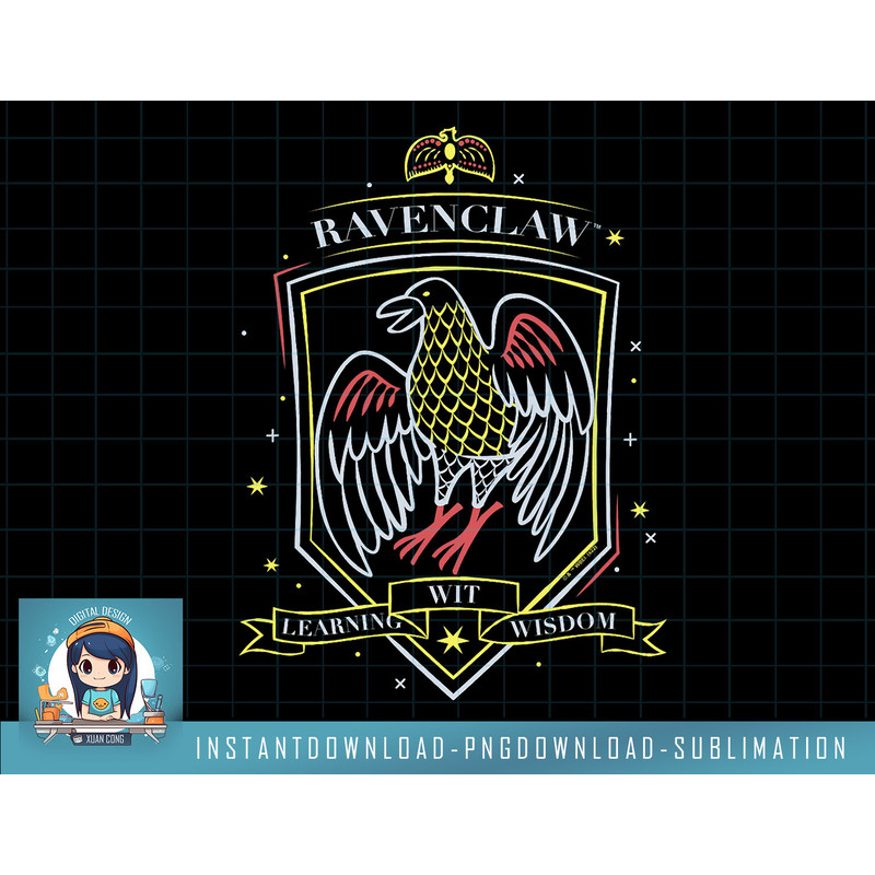 Harry Potter Deathly Hallows 2 Ravenclaw Neon Crest png, sublimate, digital download.jpg