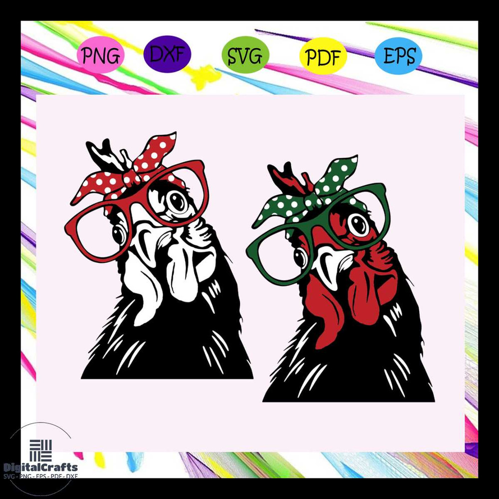 Chicken with bandana glasses svg chicken svg chicken lover chicken lover gift bandana glasses g