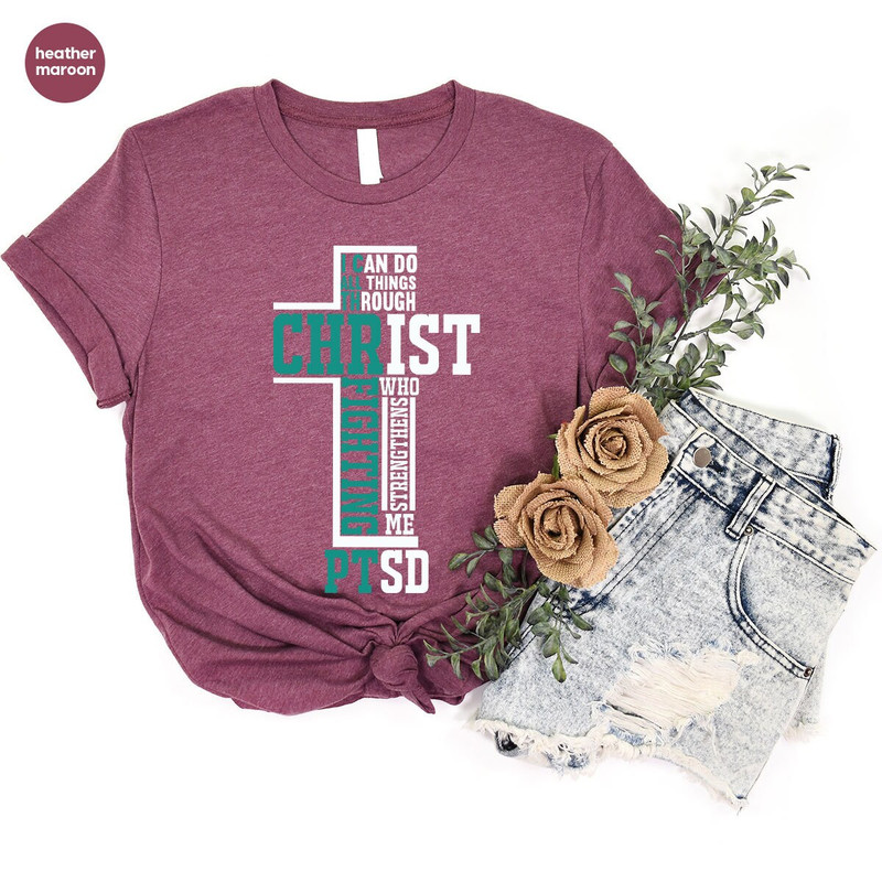 PTSD Awareness Gift, Warrior Graphic Tees, Christian Shirt, PTSD Support TShirt, Faith Outfit, Post-Traumatic Stress Disorder, Mental Health - 10.jpg