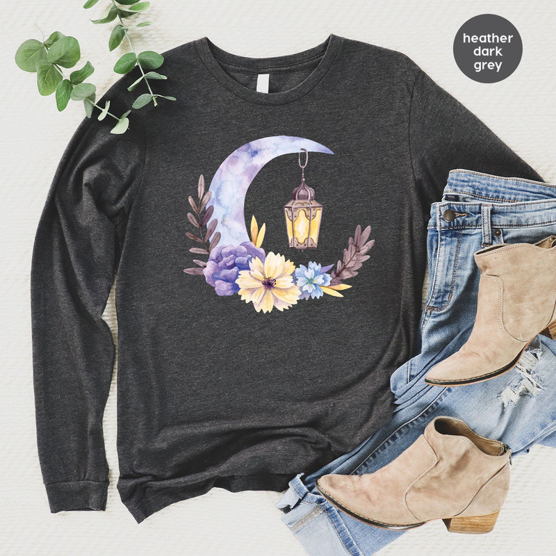 Ramadan Hoodies and Sweaters, Floral Faith Long Sleeve Shirt, Gift for Her, Religious Crewneck Sweatshirt, Gift for Muslim, Muslim Hooded - 2.jpg