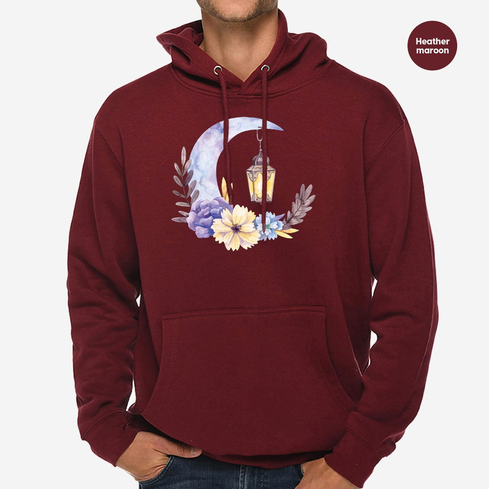 Ramadan Hoodies and Sweaters, Floral Faith Long Sleeve Shirt, Gift for Her, Religious Crewneck Sweatshirt, Gift for Muslim, Muslim Hooded - 3.jpg