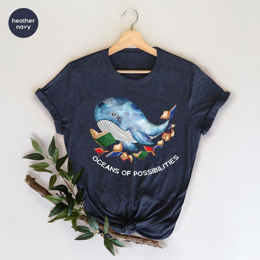 Reading Shirts, Librarian Shirts, Ocean Theme Graphic Tees, Gifts for Kids, Gifts for Bookish, Oceans of Possibilities, Summer Reading Shirt - 4.jpg