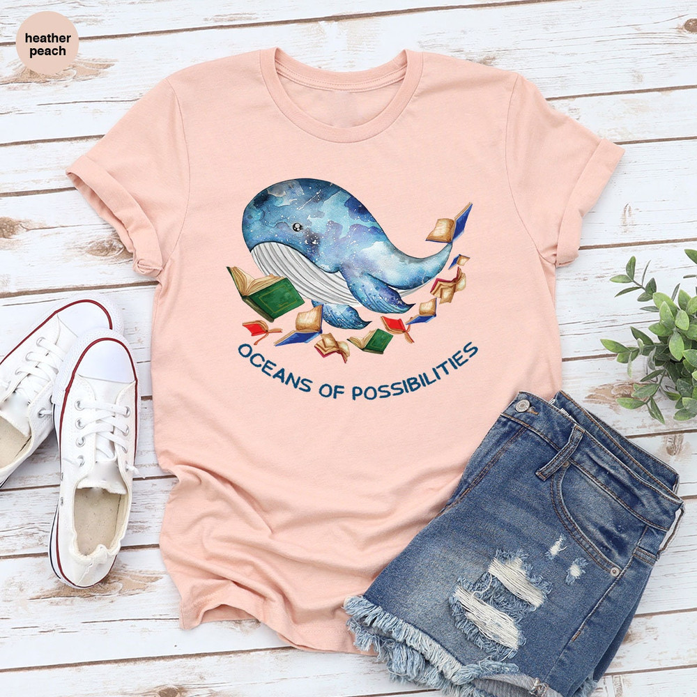 Reading Shirts, Librarian Shirts, Ocean Theme Graphic Tees, Gifts for Kids, Gifts for Bookish, Oceans of Possibilities, Summer Reading Shirt - 5.jpg