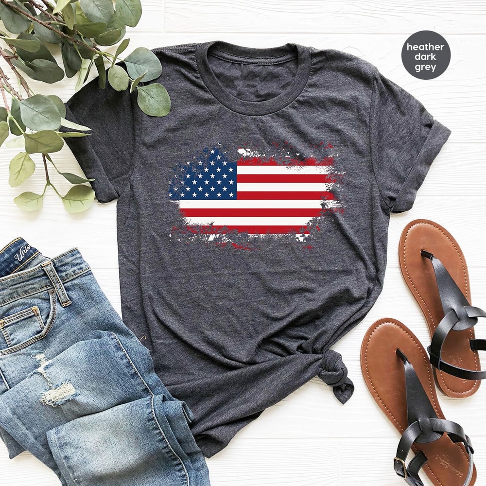 Retro 4th of July Shirt, American Flag Shirt, USA Map Graphic Tees, Vintage Patriotic Shirts, Grandpa Gift, Memorial Day Outfit, Veteran Tee - 1.jpg