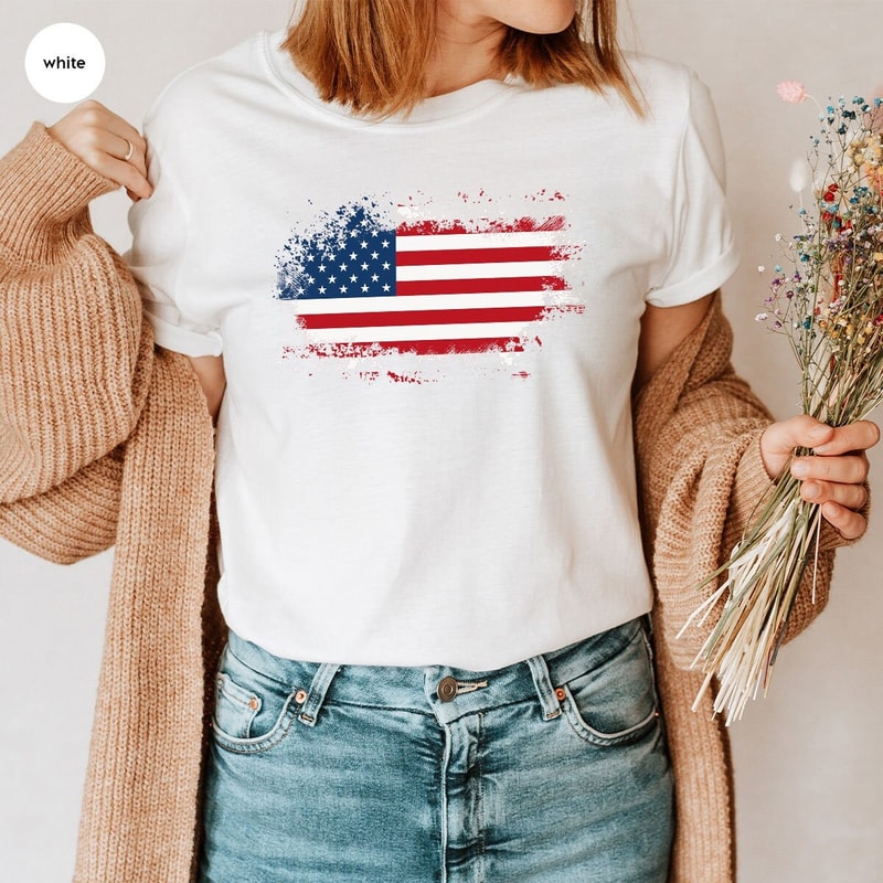 Retro 4th of July Shirt, American Flag Shirt, USA Map Graphic Tees, Vintage Patriotic Shirts, Grandpa Gift, Memorial Day Outfit, Veteran Tee - 2.jpg