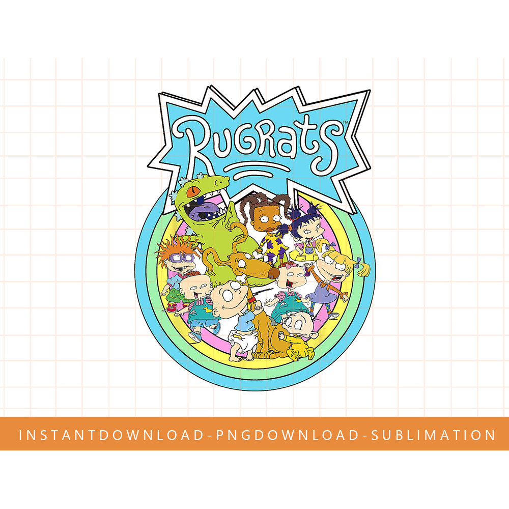 Rugrats Group Rainbow Circles Classic Title Graphic T-Shirt png, sublimate, digital print.jpg