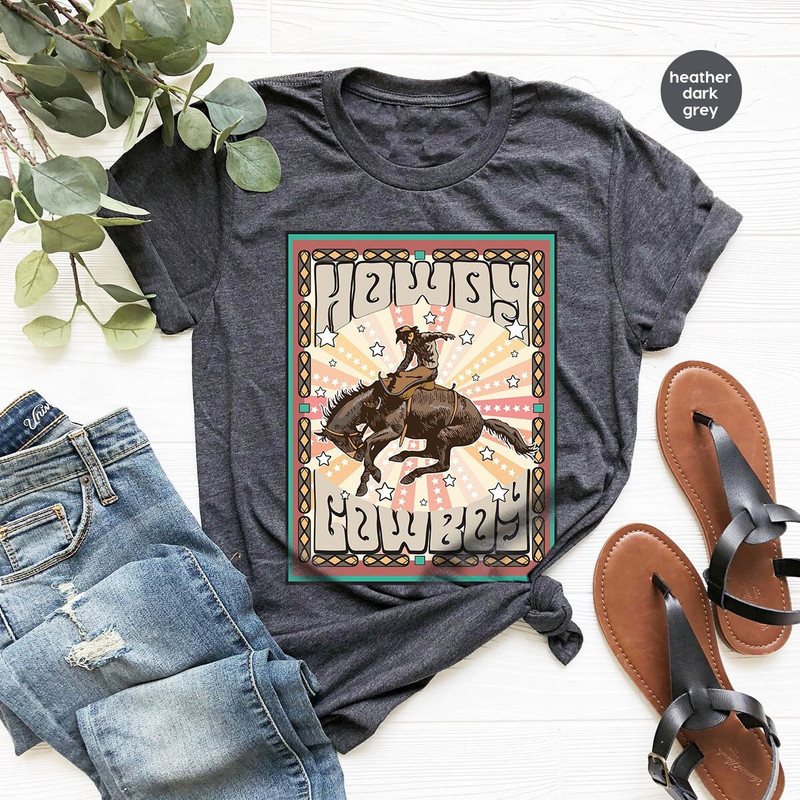 Retro Howdy T-Shirt, Country Shirts, Western Clothing, Cowboy Graphic Tees, Southern T Shirts, Vintage Rodeo T Shirt, Gift for Her - 1.jpg