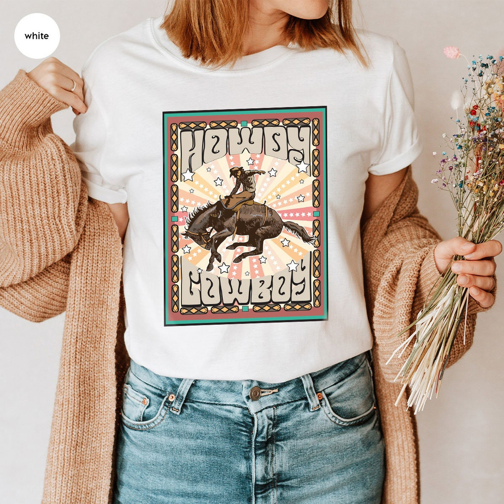 Retro Howdy T-Shirt, Country Shirts, Western Clothing, Cowboy Graphic Tees, Southern T Shirts, Vintage Rodeo T Shirt, Gift for Her - 5.jpg