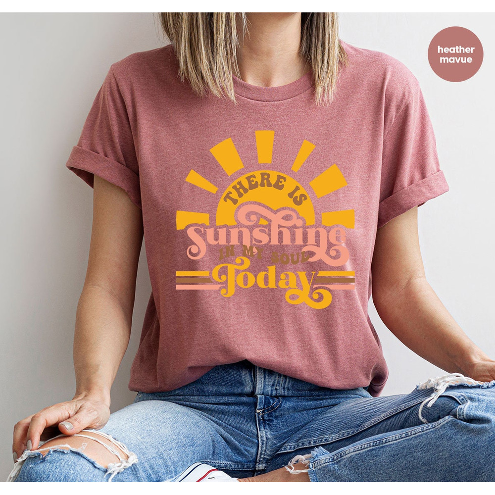 Retro There is Sunshine in My Soul Today Shirts for Women, Boho Hippie Sunshine Beach Summer Graphic Tees, Aesthetic Summer Girls Trip Shirt - 3.jpg