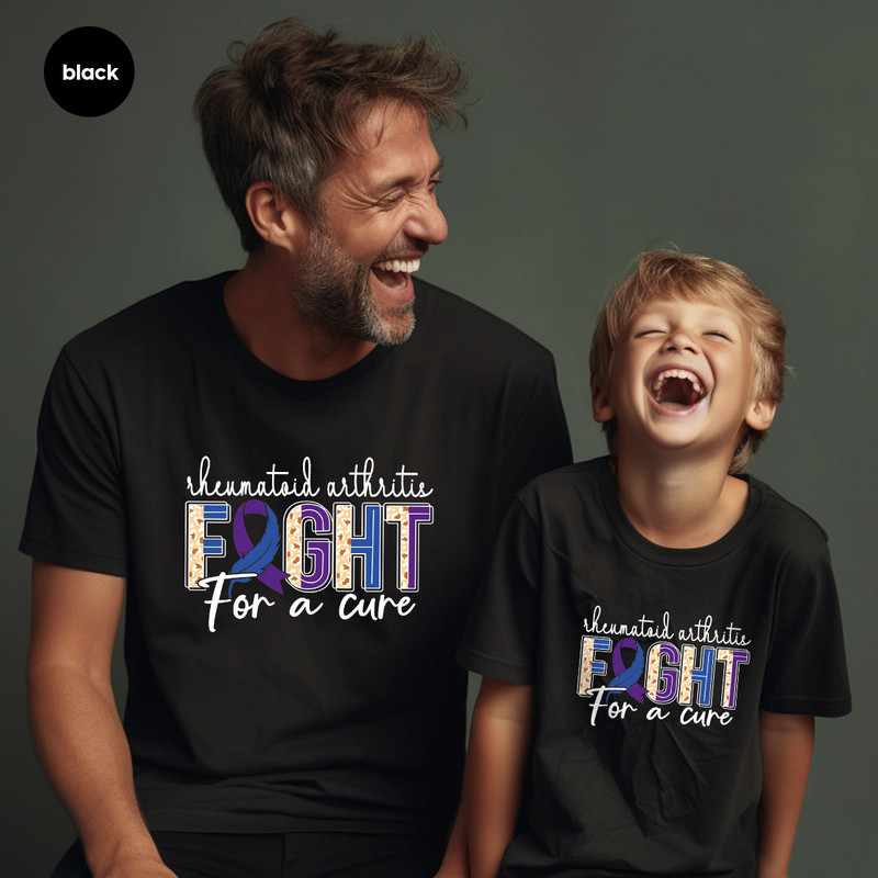 Rheumatoid Arthritis Shirt, Awareness Ribbon Graphic Tees, Family Support Clothing, Gifts for Warrior, Rheumatoid Arthritis Survivor Outfit - 1.jpg