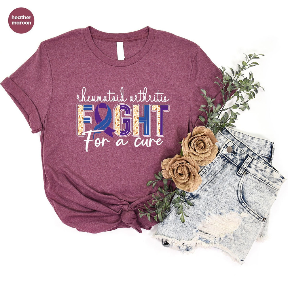 Rheumatoid Arthritis Shirt, Awareness Ribbon Graphic Tees, Family Support Clothing, Gifts for Warrior, Rheumatoid Arthritis Survivor Outfit - 4.jpg