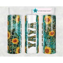 yaya sunflower wrap 20oz skinny straight tumbler png