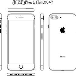 apple iphone 8 pius (2017)line art vector file black white vector outline or line art file