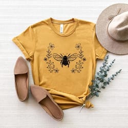 bee botanical shirt, nature shirt, gift for her