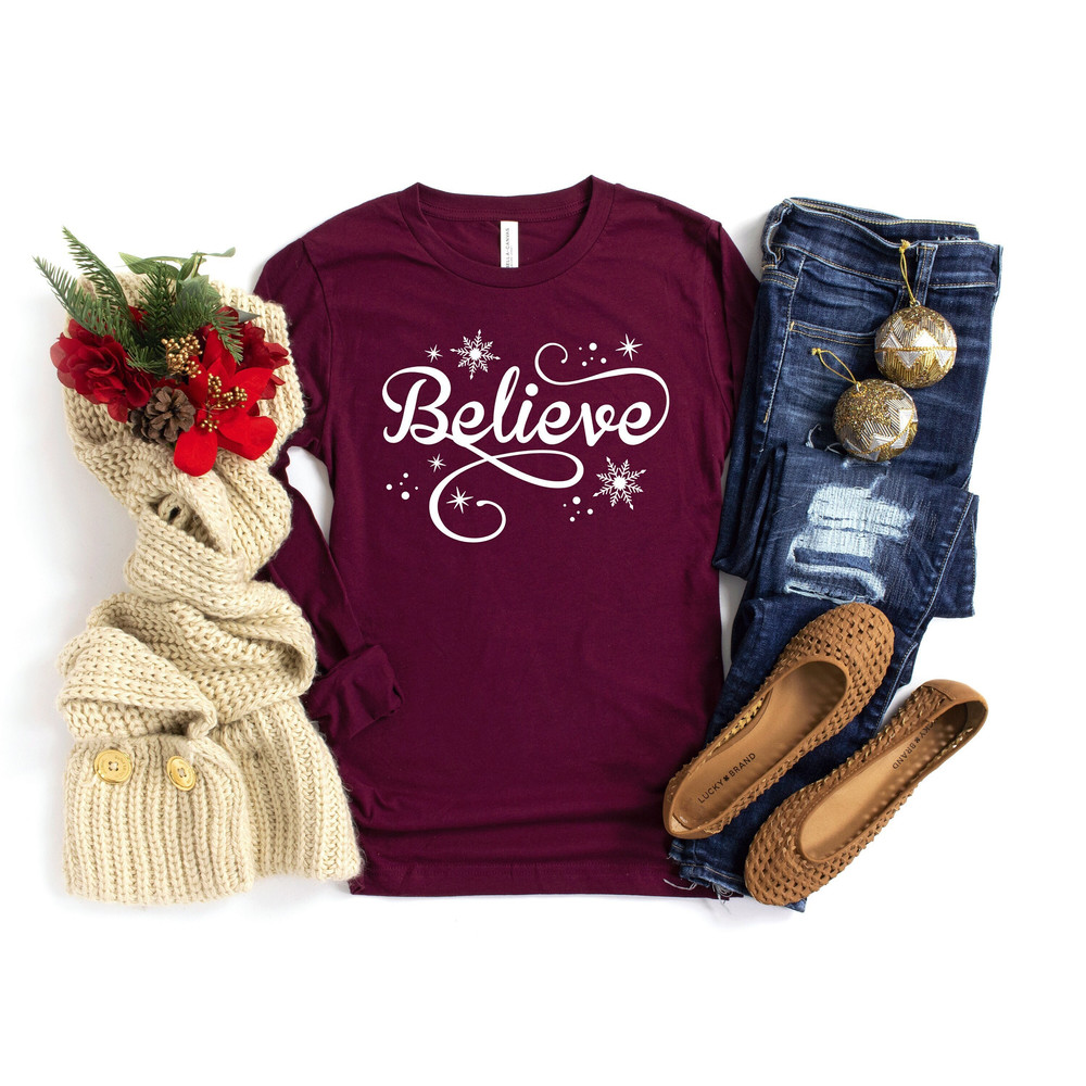 Believe Shirt, Christmas long sleeve, Christmas Family Shirt, Believe Shirt, Christmas Gift, Holiday Gift, Christmas Matching Shirt - 1.jpg