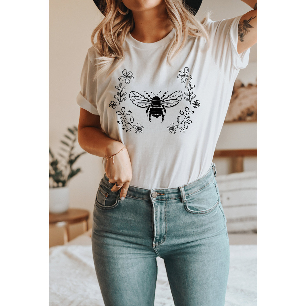 Bee Botanical Shirt, Nature Shirt, Gift For Her, Wildflower Tshirt, Honey Bee T-shirt, Honey Shirt, Bee Shirt, Best Friend Gift - 2.jpg