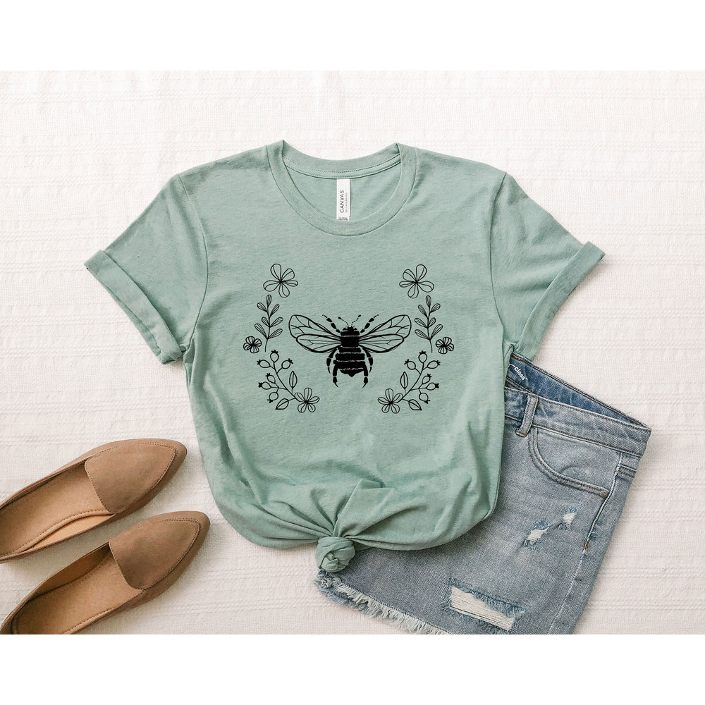 Bee Botanical Shirt, Nature Shirt, Gift For Her, Wildflower Tshirt, Honey Bee T-shirt, Honey Shirt, Bee Shirt, Best Friend Gift - 3.jpg